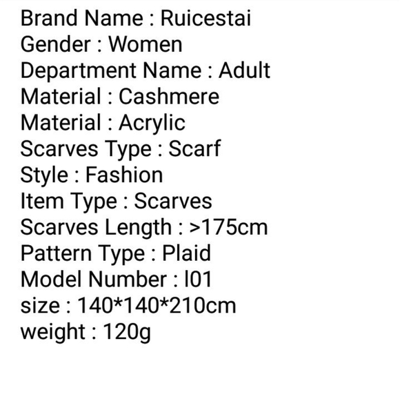 Designer Plaid Cashmere Scarf - Picture 2 of 2